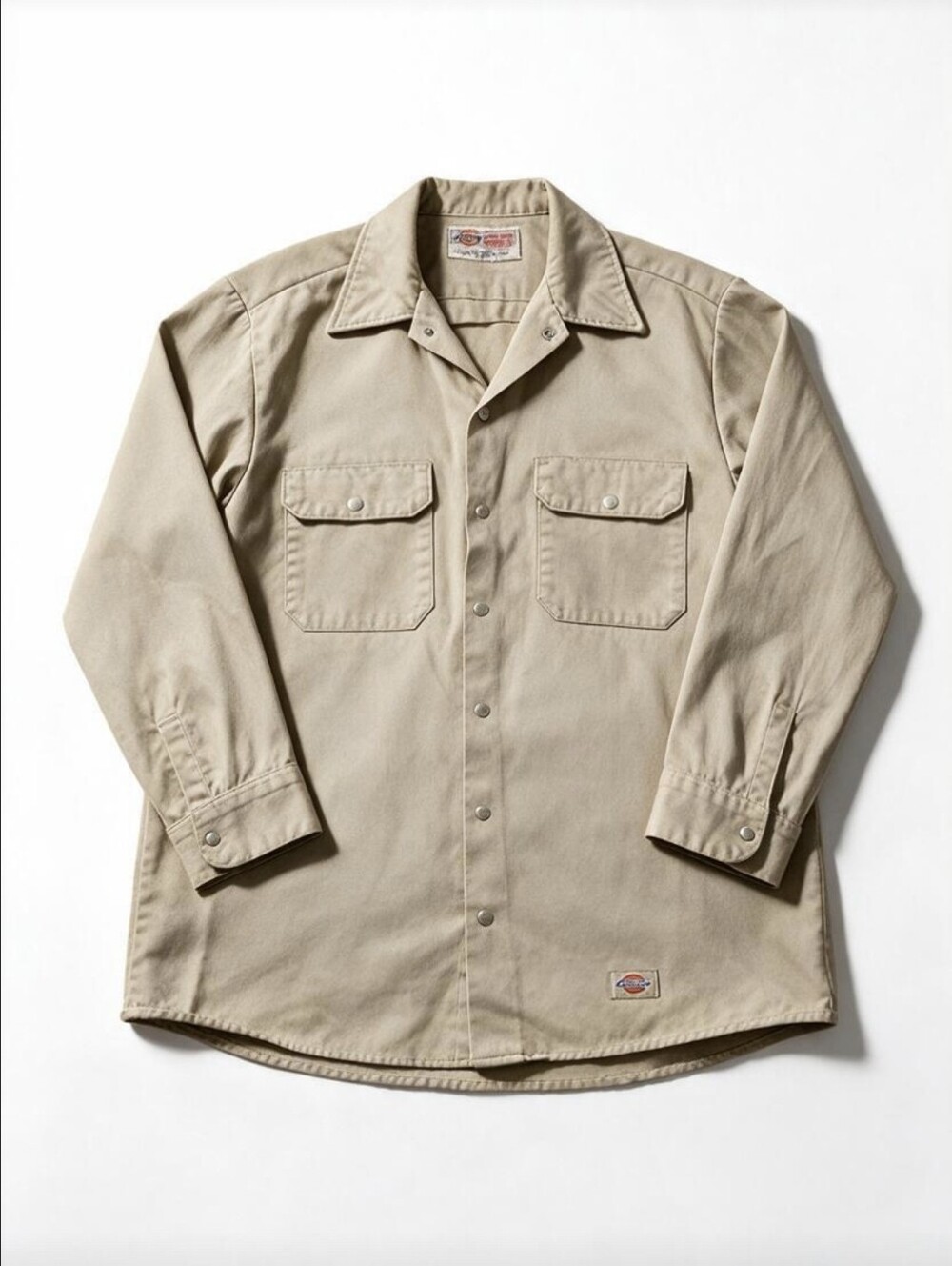 Vintage Made in USA Dickies Mens Tan Work Shirt Jacket 16-16.5 x 32-33